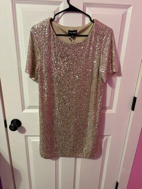 Steve Madden Rose Gold Sequin Shift Dress